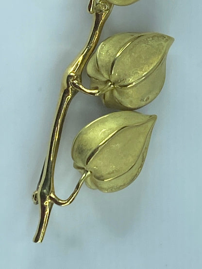 Tiffany & Co. 18K gold Lantern flower Enamel Pin JR9231
