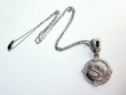 Vintage Judith Ripka Sterling Silver CZ Initial S Pendant necklace JR1438