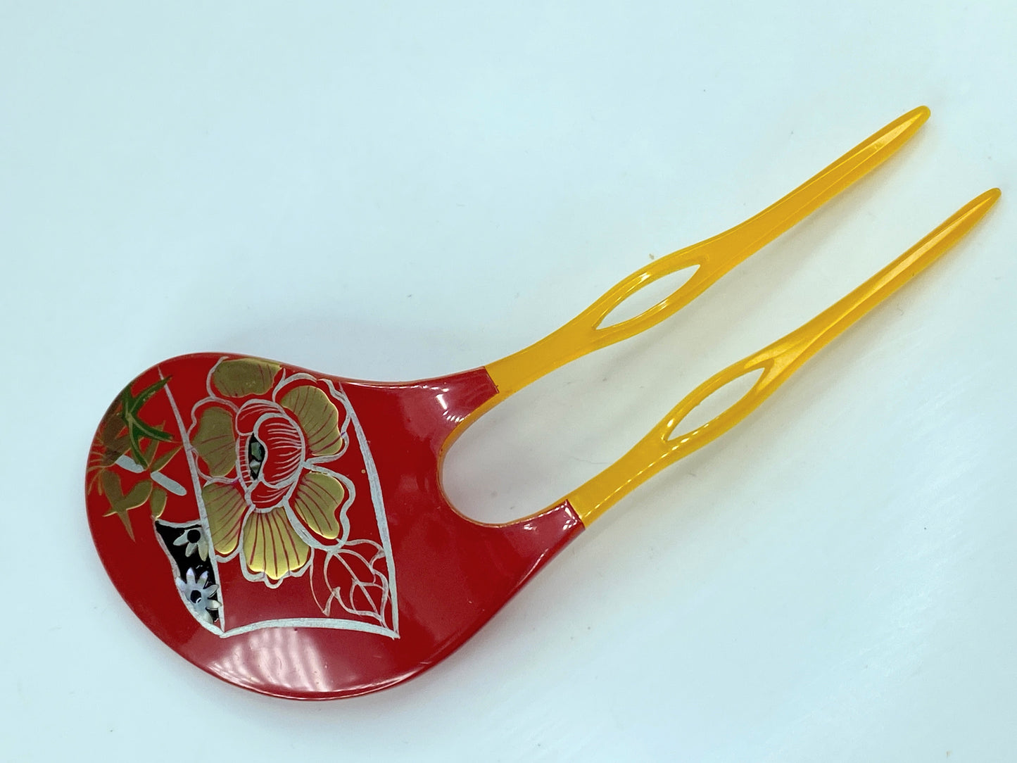 Japanese Vintage Kanzashi Ornamental Hairpin unique Japanese Lacquer 8.9g GS590