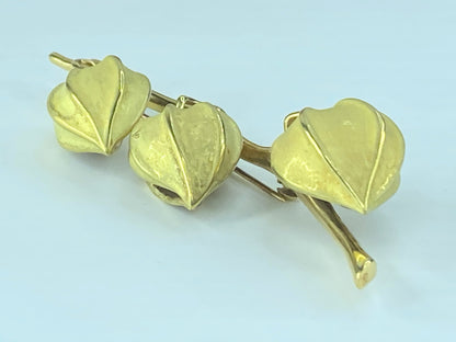 Tiffany & Co. 18K gold Lantern flower Enamel Pin JR9231