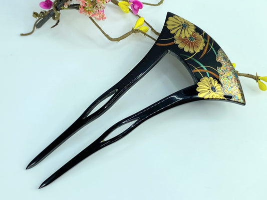 Japanese Hand-Made Celluloid Ogi Fan Kanzashi Hair Ornament 11.7g 5 1/4" GS591