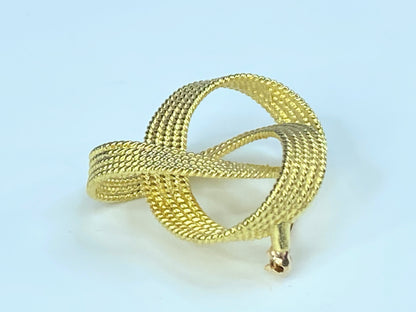 Contemporary Spiral Rope knot solid 18K yellow gold brooch