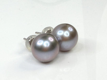 Vintage 9.4mm Black Pearl 14K Gold Stud Earrings JR1439