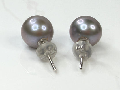 Vintage 9.4mm Black Pearl 14K Gold Stud Earrings JR1439