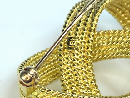 Contemporary Spiral Rope knot solid 18K yellow gold brooch