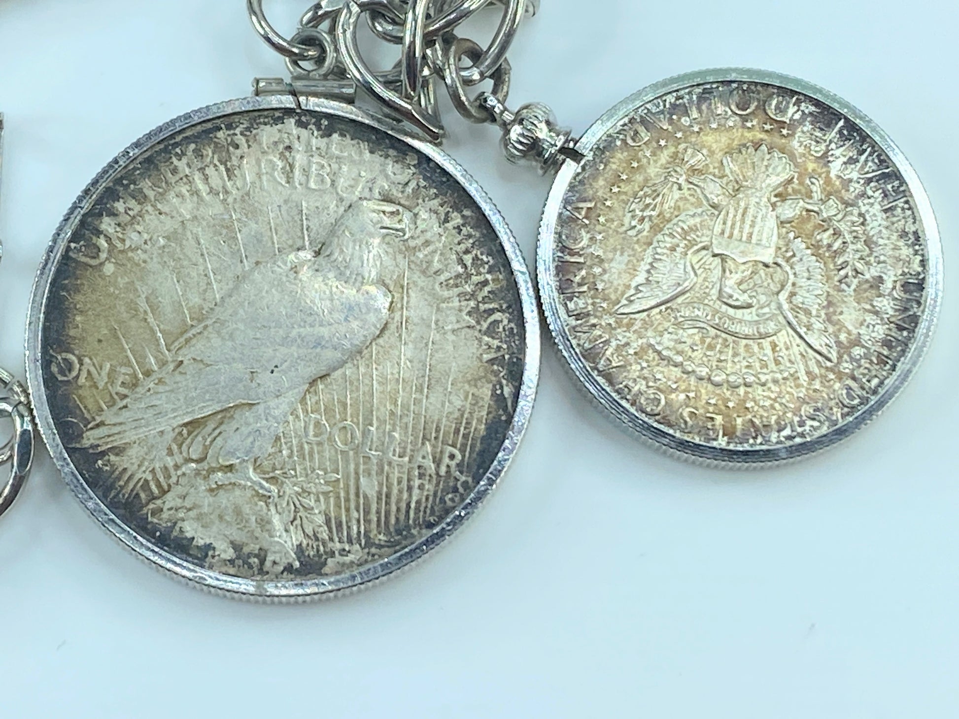1923 Peace Silver Dollar and 1964 J Kennedy half dollar silver bracelet JR487