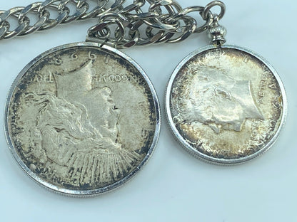 1923 Peace Silver Dollar and 1964 J Kennedy half dollar silver bracelet JR487