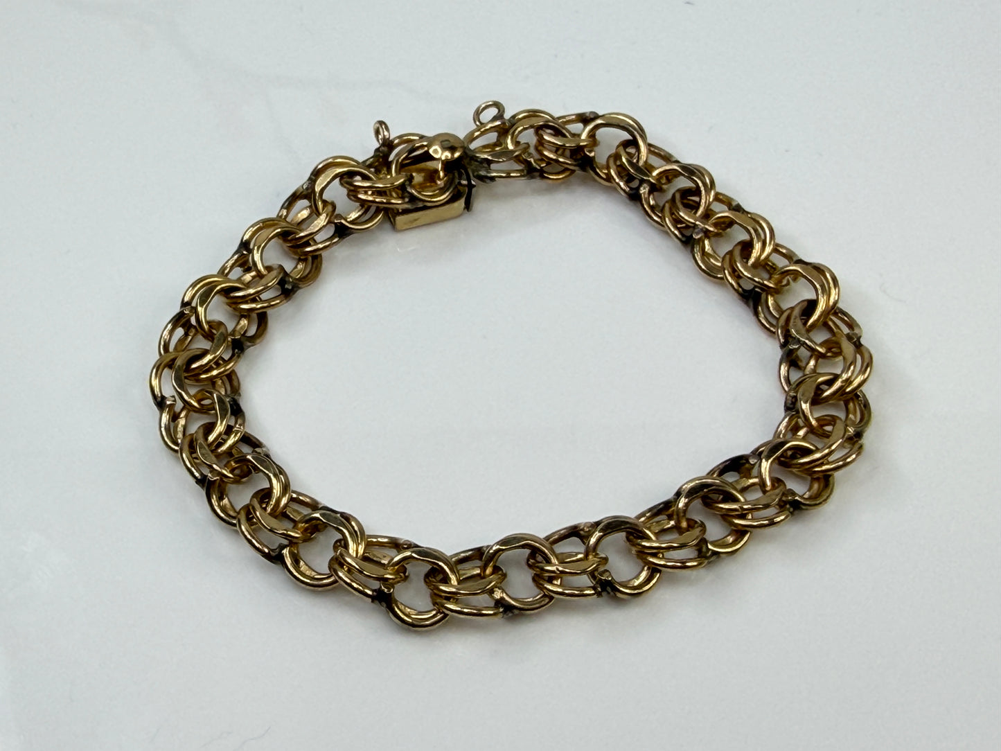 Vintage 12K Gold Filled Double Link Bracelet 8mm GS744