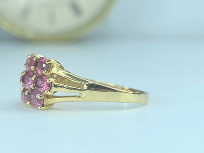 14K yellow gold natural oval Garnet cluster ring s6.75 4.9g JR468