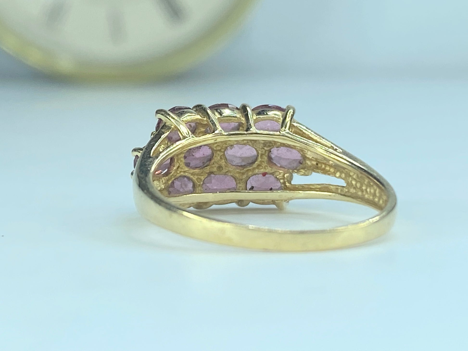 14K yellow gold natural oval Garnet cluster ring s6.75 4.9g JR468