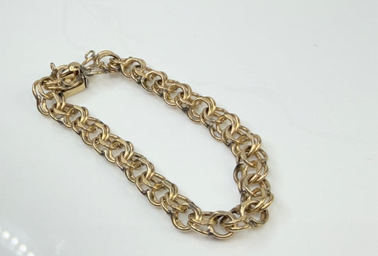 Vintage 12K Gold Filled Double Link Bracelet 8mm GS744