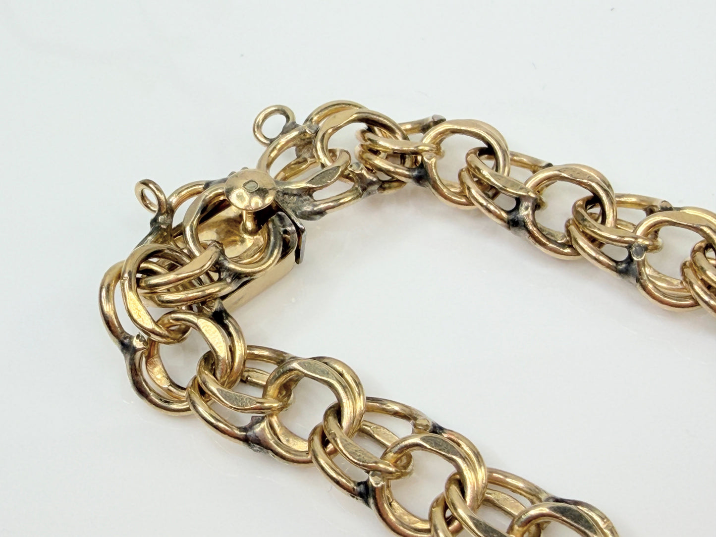 Vintage 12K Gold Filled Double Link Bracelet 8mm GS744