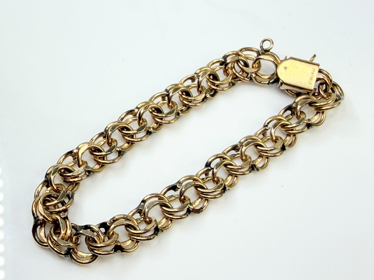 Vintage 12K Gold Filled Double Link Bracelet 8mm GS744