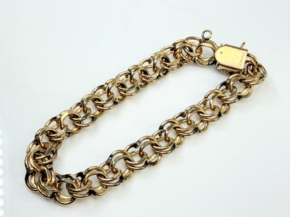 Vintage 12K Gold Filled Double Link Bracelet 8mm GS744