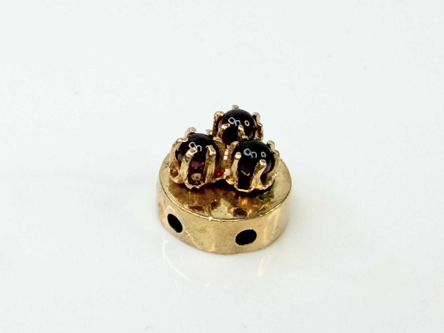 Antique Victorian 14K Garnet Cabochon Triple-Cluster Slide Charm Pendant JR1441