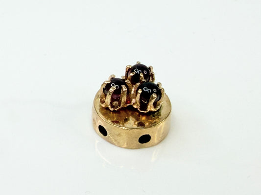 Antique Victorian 14K Garnet Cabochon Triple-Cluster Slide Charm Pendant JR1441