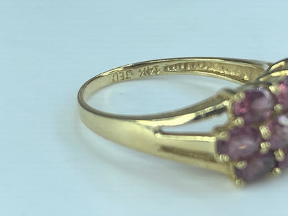 14K yellow gold natural oval Garnet cluster ring s6.75 4.9g JR468
