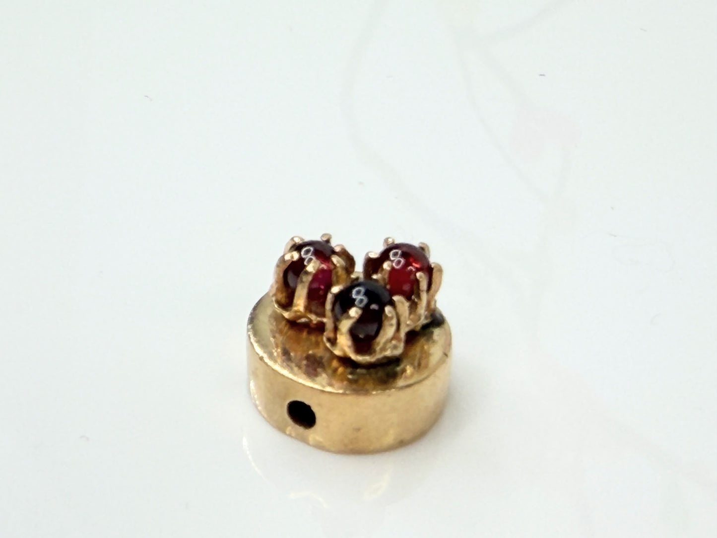 Antique Victorian 14K Garnet Cabochon Triple-Cluster Slide Charm Pendant JR1441