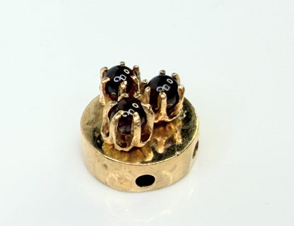 Antique Victorian 14K Garnet Cabochon Triple-Cluster Slide Charm Pendant JR1441