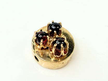 Antique Victorian 14K Garnet Cabochon Triple-Cluster Slide Charm Pendant JR1441
