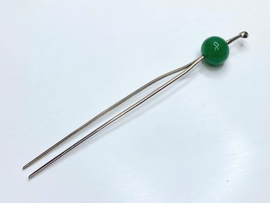Kanzashi Hair stick Metal Hairpins With Green Ball Decorations, Kanji Kim GS599