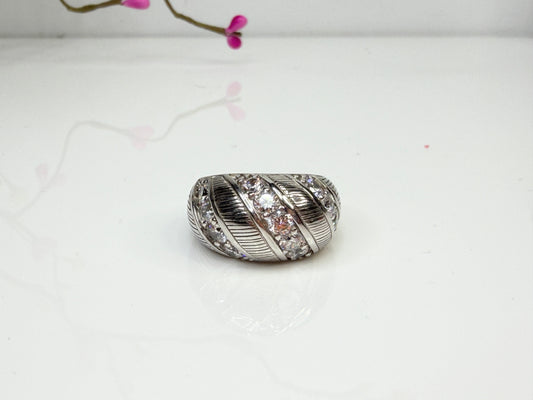 Vintage Judith Ripka Sterling CZ Wide Band Ring JR1443