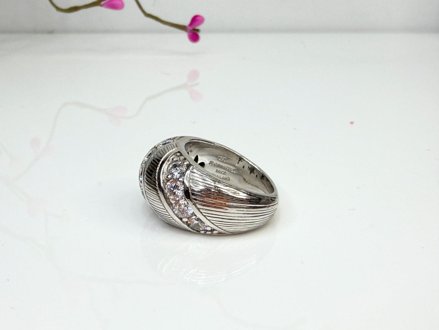Vintage Judith Ripka Sterling CZ Wide Band Ring JR1443