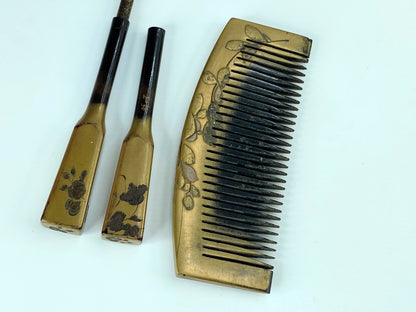 Kushi Kogai Kanzashi Japanese Antique hair accessories comb stick Makie GS600