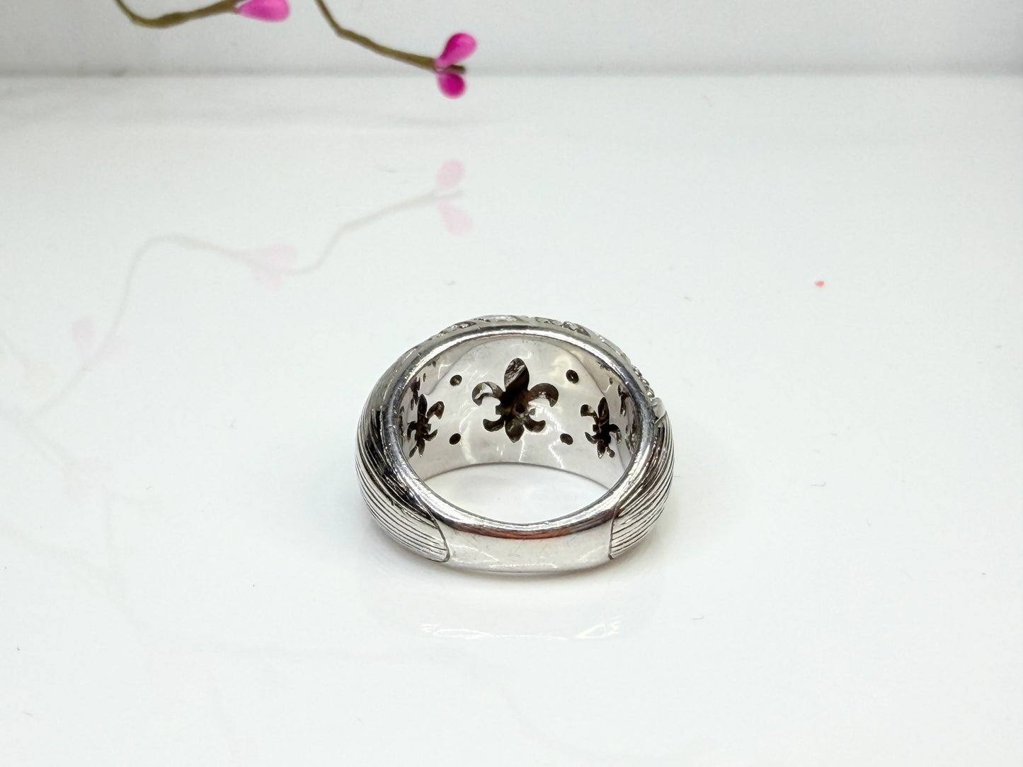 Vintage Judith Ripka Sterling CZ Wide Band Ring JR1443