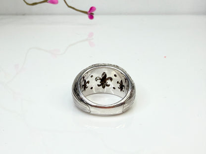 Vintage Judith Ripka Sterling CZ Wide Band Ring JR1443