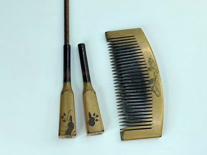 Kushi Kogai Kanzashi Japanese Antique hair accessories comb stick Makie GS600