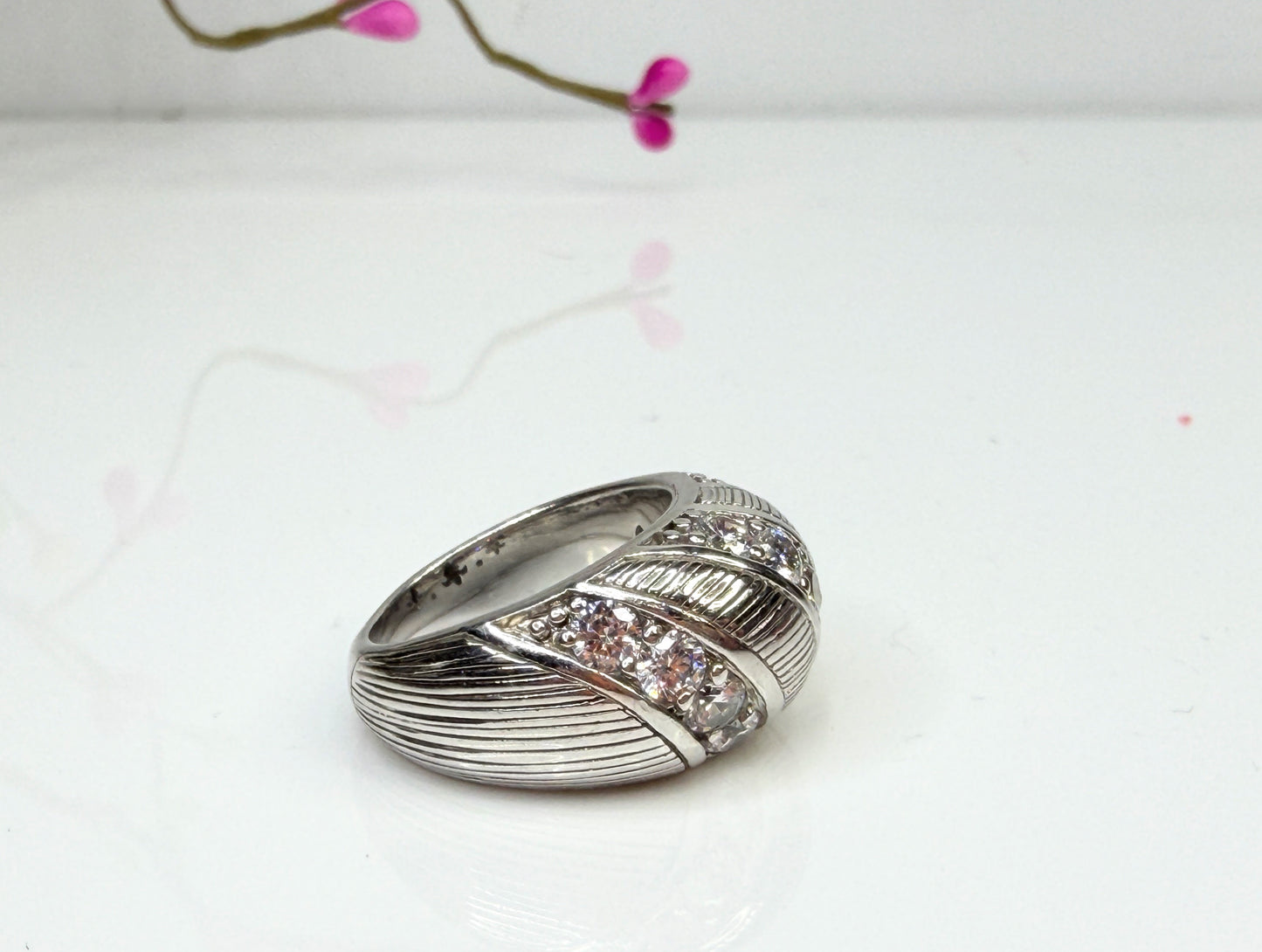 Vintage Judith Ripka Sterling CZ Wide Band Ring JR1443