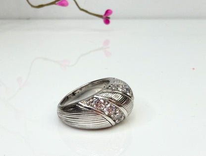 Vintage Judith Ripka Sterling CZ Wide Band Ring JR1443