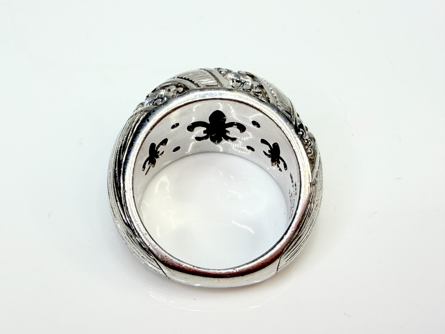 Vintage Judith Ripka Sterling CZ Wide Band Ring JR1443