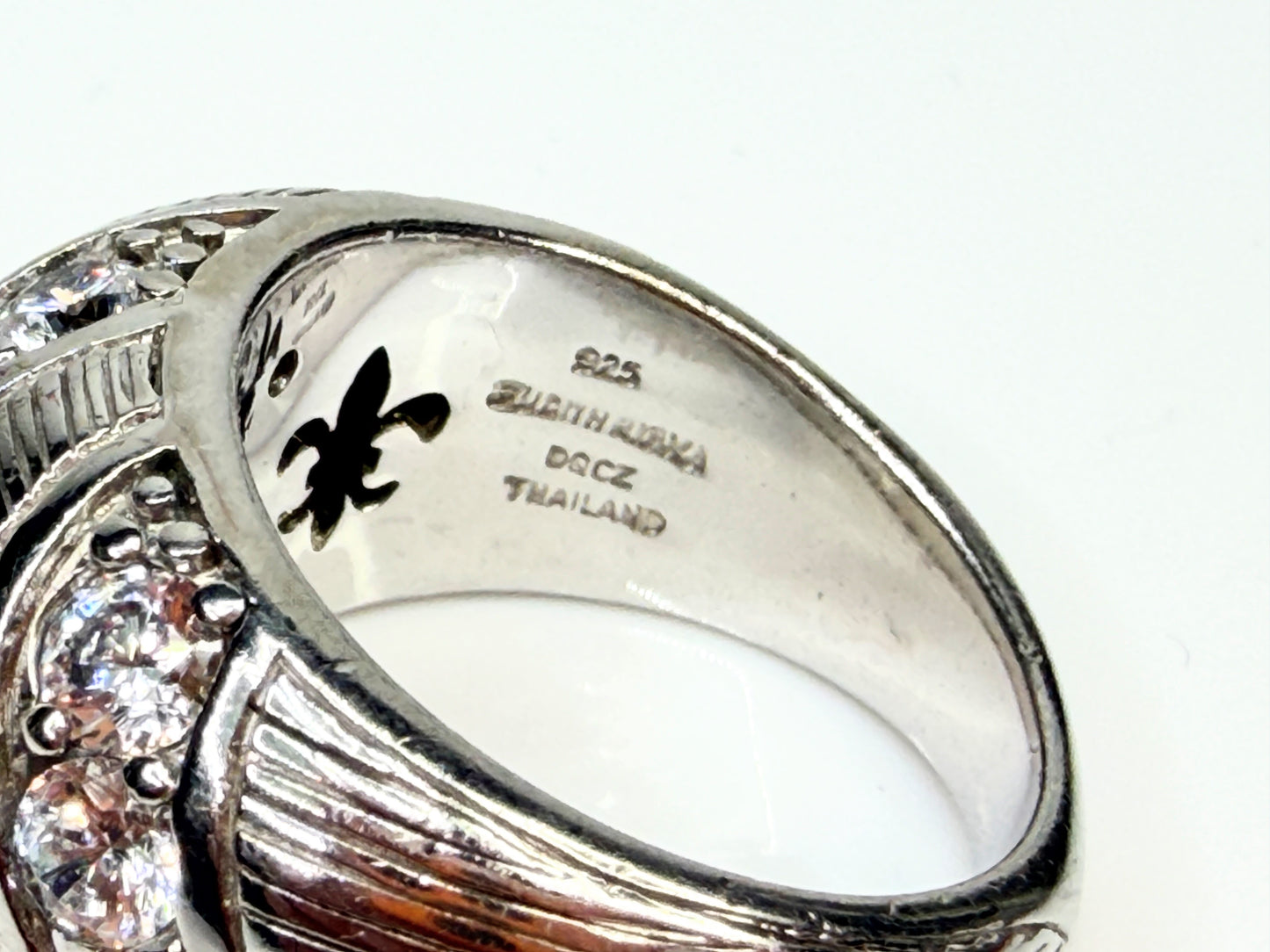 Vintage Judith Ripka Sterling CZ Wide Band Ring JR1443