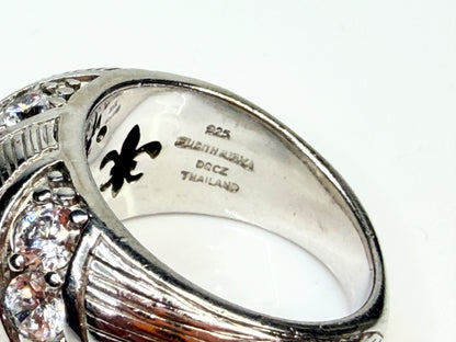 Vintage Judith Ripka Sterling CZ Wide Band Ring JR1443