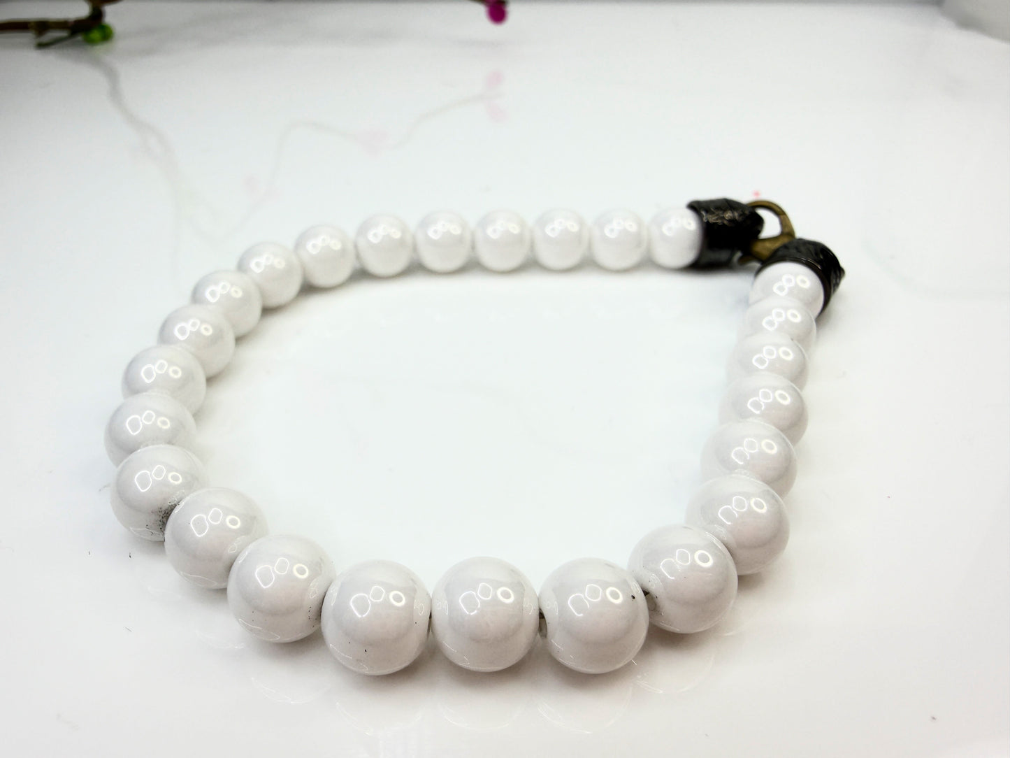 Stephen Webster Sterling Silver White Onyx Bead Bracelet 8.75" JR1444