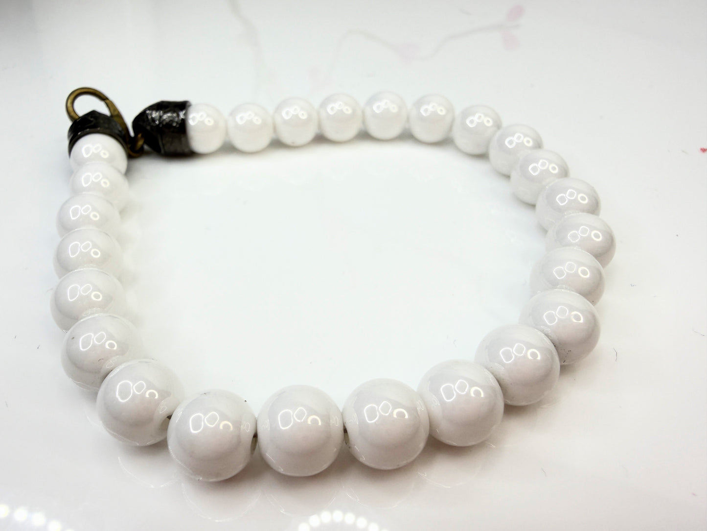 Stephen Webster Sterling Silver White Onyx Bead Bracelet 8.75" JR1444