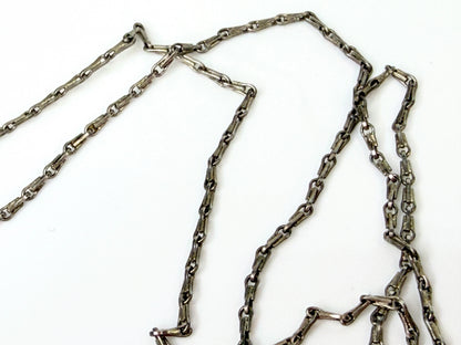 Antique Triple Cameo Mother of Pearl Necklace Sterling Silver 25" JR1446