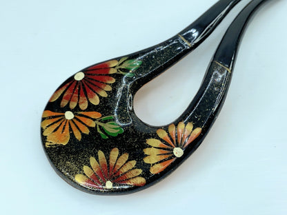Vintage Japanese hair comb floral design kanzashi hair accessory 6.3g 4" GS607