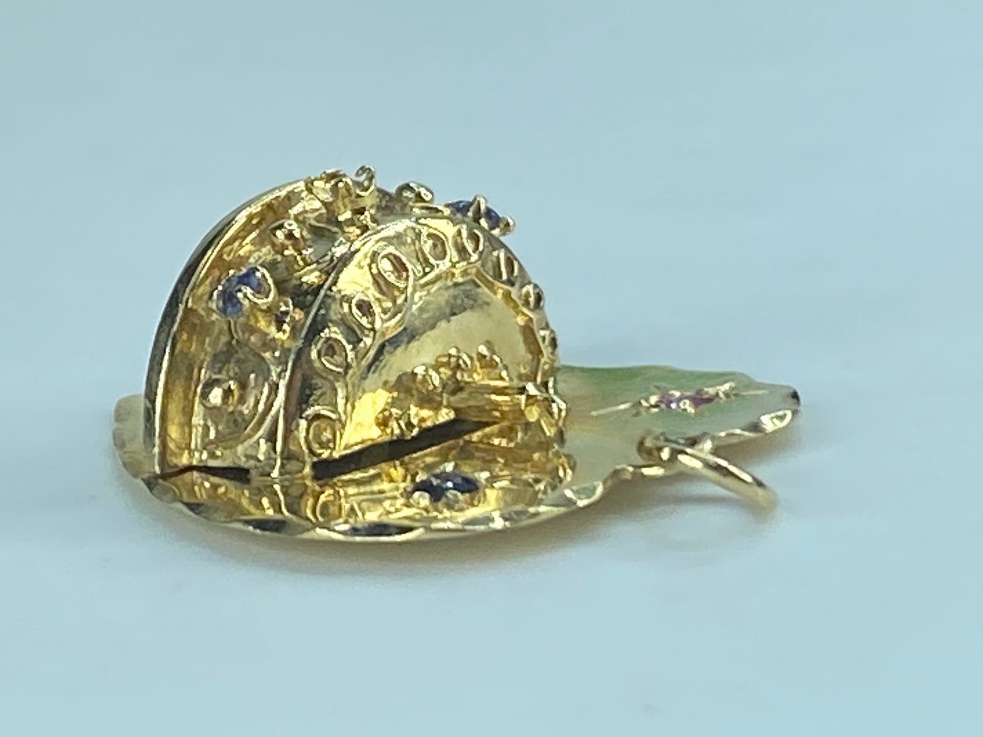 14K yellow gold Happy Birthday gems bever edge Heart charm pendant 5.6h JR523