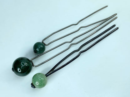 Kanzashi kimono natural Jade Hair stick Antique Metalwork Openwork Hairpin GS608