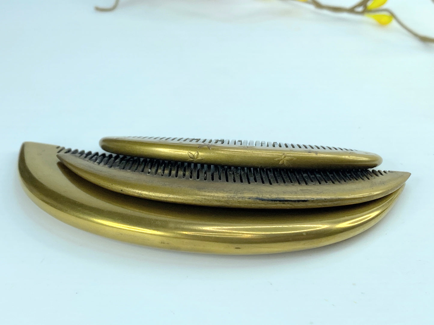 Art Deco Japanese Geisha Comb Kanzashi Gold Makie set of three GS610