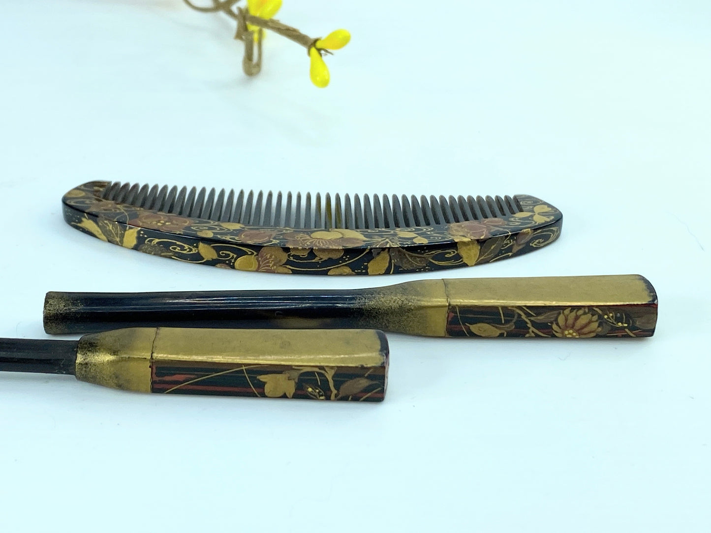 c1950's kushi (comb) and kogai (stick) kanzashi set of Japanese 18.4g GS612