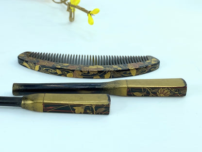 c1950's kushi (comb) and kogai (stick) kanzashi set of Japanese 18.4g GS612