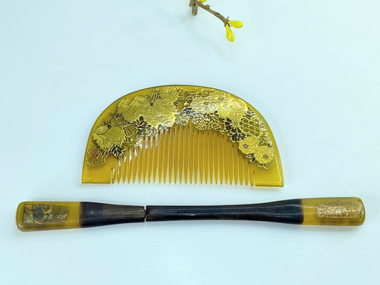 Japanese Kanzashi Kougai faux turtle resin kimono hair ornament 36.7g GS614