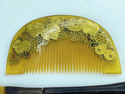 Japanese Kanzashi Kougai faux turtle resin kimono hair ornament 36.7g GS614