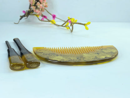 Japanese Kanzashi Kougai faux turtle resin kimono hair ornament 36.7g GS614