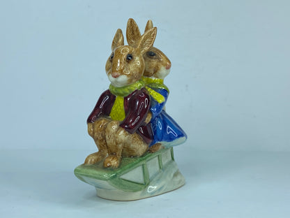 Billie & Buntie Bunnykins Royal Doulton Sleigh Ride Figurine