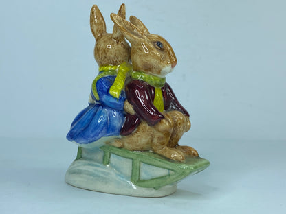 Billie & Buntie Bunnykins Royal Doulton Sleigh Ride Figurine